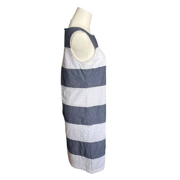 TALBOTS | Petite Chambray & Eyelet Midi Dress Beachy 4th of July | Size 6P - Picture 2 of 6
